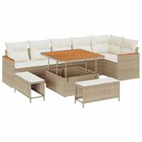 Tuinbankenset 9 pcs Beige poly rattan - thumbnail
