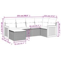 7-delige Loungeset met kussens poly rattan beige - thumbnail