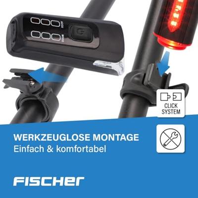 FISCHER FAHRRAD TWIN-60/30/15 Fietsverlichtingsset LED Zwart
