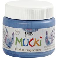 Creativ Company Mucki vingerverf, metallic blauw, 150 ml/ 1 doosje - thumbnail