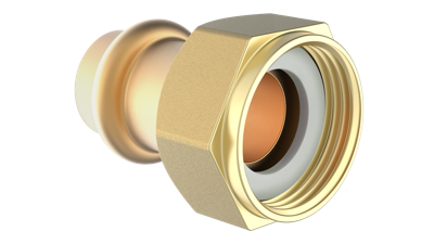 Kirchhoff Rood messing halve schroefverbinding, blank, 22 mm x 1"IT, 1 socket, (P4355) - 988628855