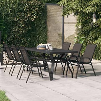 Tuintafel 180x80x70 cm staal en glas zwart Tuintafel 180x80x70 cm staal en glas zwart