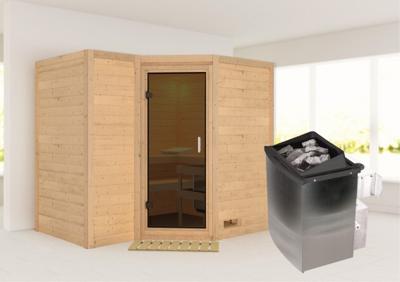 Karibu | Sahib 2 Sauna | Antracietglas | Kachel 9 kW Geïntegreerde Bediening Karibu | Sahib 2 Sauna | Antracietglas | Kachel 9 kW Geïntegreerde Bediening