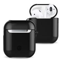 Gelakte PC klaar voor Bluetooth koptelefoon zaak anti-verloren opbergtas voor AirPods(Black) - thumbnail
