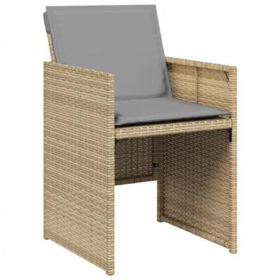 Tuinstoelen 4 st met kussens poly rattan gemengd beige - thumbnail