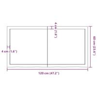 Wastafelblad 120x60x(2-4) cm behandeld massief hout lichtbruin - thumbnail