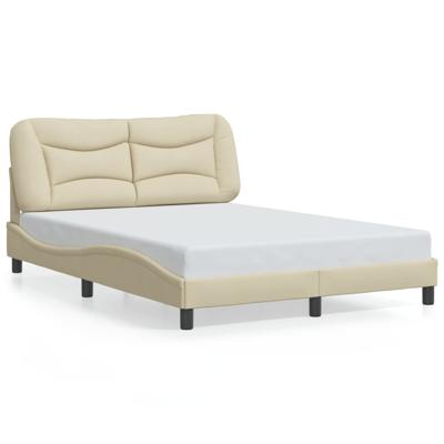 Bedframe met LED zonder matras "Hvar" 140x190 cm stof crème