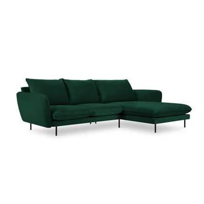 Cosmopolitan Design Vienna Hoekbank met Chaise Longue Rechts - Velvet - Flessengroen