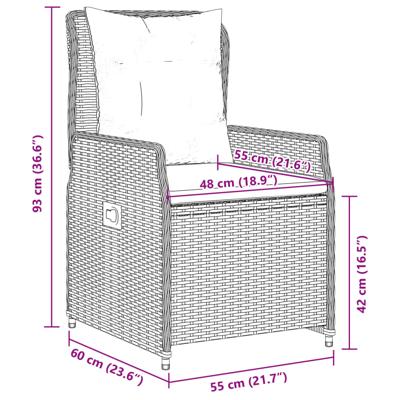 7-delige Tuinset met kussens poly rattan zwart