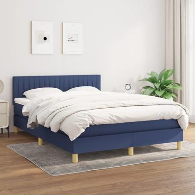 Boxspring met matras stof blauw 140x190 cm