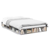 Bedframe bewerkt hout betongrijs 135x190 cm - thumbnail
