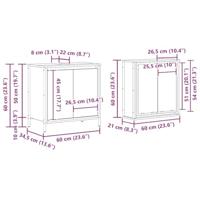 2-delige Badkamermeubelset bewerkt hout grijs sonoma eikenkleur - thumbnail