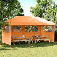 VidaXL Partytent inklapbaar pop-up met 3 zijwanden oranje - thumbnail