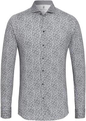 Desoto Overhemd Lichtgrijze Bloemetjes Print Jersey Slim Fit Desoto Overhemd Lichtgrijze Bloemetjes Print Jersey Slim Fit