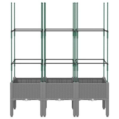 VidaXL Plantenbak met latwerk 120x40x142,5 cm polypropeen lichtgrijs