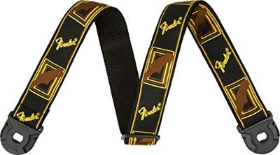 Fender Quick grip locking-end strap black yellow brown, 2"