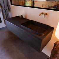 Badkamermeubelset Mondiaz Erin 120 cm met 1 Lade met RIDGE Wastafel Rechts Urban Zonder Kraangaten Greeploos Mat Antracite - thumbnail