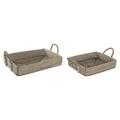 Home ESPRIT Tabletset, natuur, lichtbruin, urban, 41 x 32 x 16 cm, 2 stuks