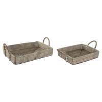 Home ESPRIT Tabletset, natuur, lichtbruin, urban, 41 x 32 x 16 cm, 2 stuks - thumbnail