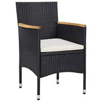 5-delige Bistroset poly rattan en gehard glas zwart - thumbnail