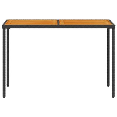 Tuintafel met acaciahouten blad 115x54x74 cm poly rattan zwart