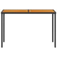 Tuintafel met acaciahouten blad 115x54x74 cm poly rattan zwart - thumbnail