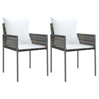 Tuinstoelen 4 st met kussens 54x61x83 cm poly rattan bruin - thumbnail