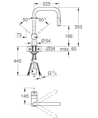 GROHE Minta Keukenkraan - draaibare/uittrekbare uitloop - 2 straalsoorten - supersteel geborsteld 32322DC2