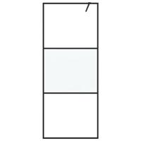 VidaXL Inloopdouchewand 80x195 cm halfmat esg-glas zwart - thumbnail