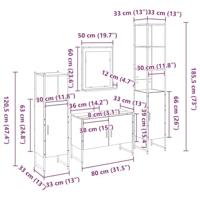 Badkamermeubelset 4 pcs Zwart 33 x 33 x 185.5 cm Bewerkt hout - thumbnail