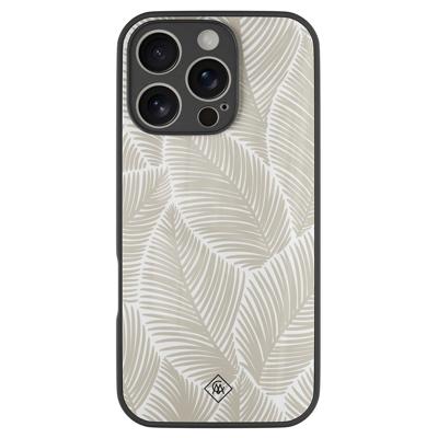 iPhone 16 Pro glazen hardcase - Palmy leaves beige iPhone 16 Pro glazen hardcase - Palmy leaves beige