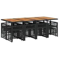 13-delige Tuinset met kussens poly rattan zwart - thumbnail