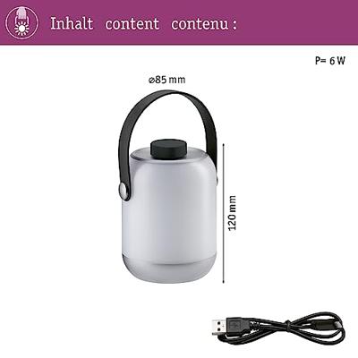 Paulmann 94210 Clutch LED-tafellamp voor buiten 1.6 W Warmwit Grijs