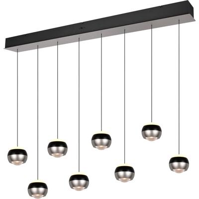 LED Hanglamp - Trio Select Orbit - 8 Lichtpunten van 8 Watt - Rechthoek - Dimbaar - Aanpasbare Lichtkleur - Hoogte Aanpasbaar zonder Contragewicht - Mat Nikkel - Metaal