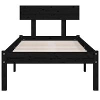 Bedframe massief grenenhout zwart 90x200 cm - thumbnail