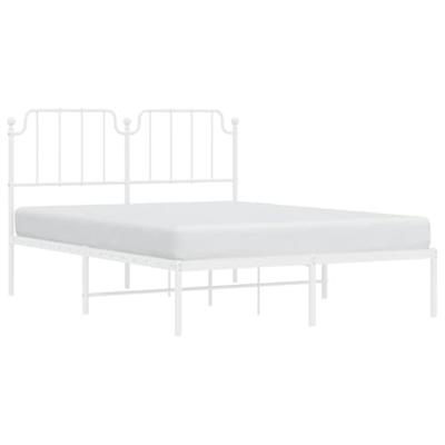 Bedframe met hoofdbord metaal wit 135x190 cm