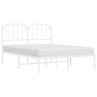 Bedframe met hoofdbord metaal wit 135x190 cm - thumbnail