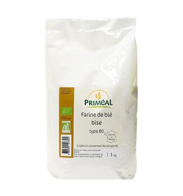 Primeal Grijsbruin tarwemeel borsa 80 bio 1 Kilogram
