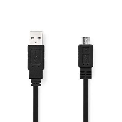 Platte USB 2.0-Kabel | A Male - Micro-B Male | 1,0 m | Zwart