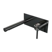 Inbouw wastafelmengkraan met rechte uitloop en afdekplaat gunmetal geborsteld PVD, model A1 - thumbnail