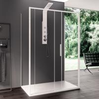 Douchecabine Lacus Torcello Aluminium Helder Glas Wit (alle maten x2 zijwanden) - thumbnail