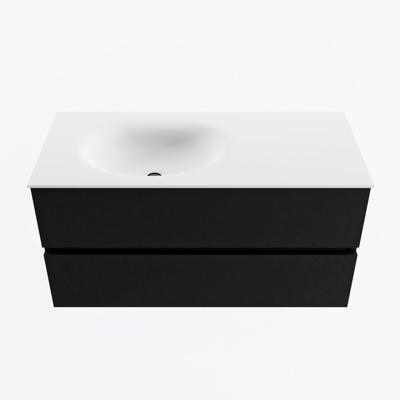 MONDIAZ VICA 100cm badmeubel onderkast Urban 2 lades. Wastafel MOON links 1 kraangat, kleur Talc.