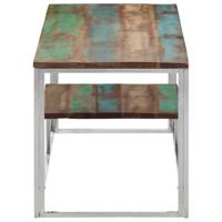 Salontafel roestvrij staal en massief gerecycled hout zilver - thumbnail