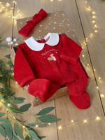 Baby Weihnachts-Geschenkset: Strampler & Haarband Oeko-Tex rood - thumbnail