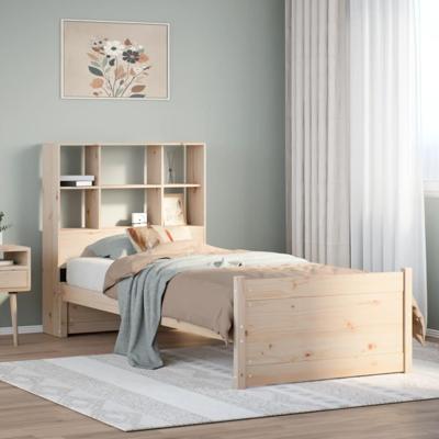Bed met boekenkast zonder matras massief grenenhout 100x200 cm