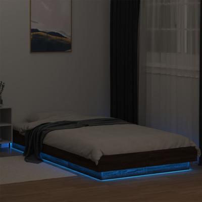 Bedframe met LED-verlichting bruin eikenkleurig 135x190 cm - thumbnail