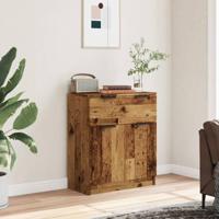 Dressoir 60x30x70 cm bewerkt hout oud houtkleurig - thumbnail