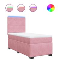 Boxspring met matras fluweel roze 100x200 cm - thumbnail