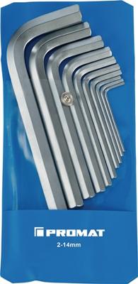 Promat/Tecwerk Haakse schroevendraaierset | 10-delig kunststof etui | SW 2-14 mm | kort S2-staal - 4000825100