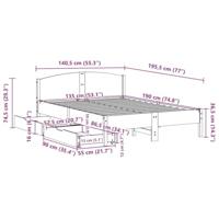 Bedframe zonder matras massief grenenhout wit 135x190 cm - thumbnail